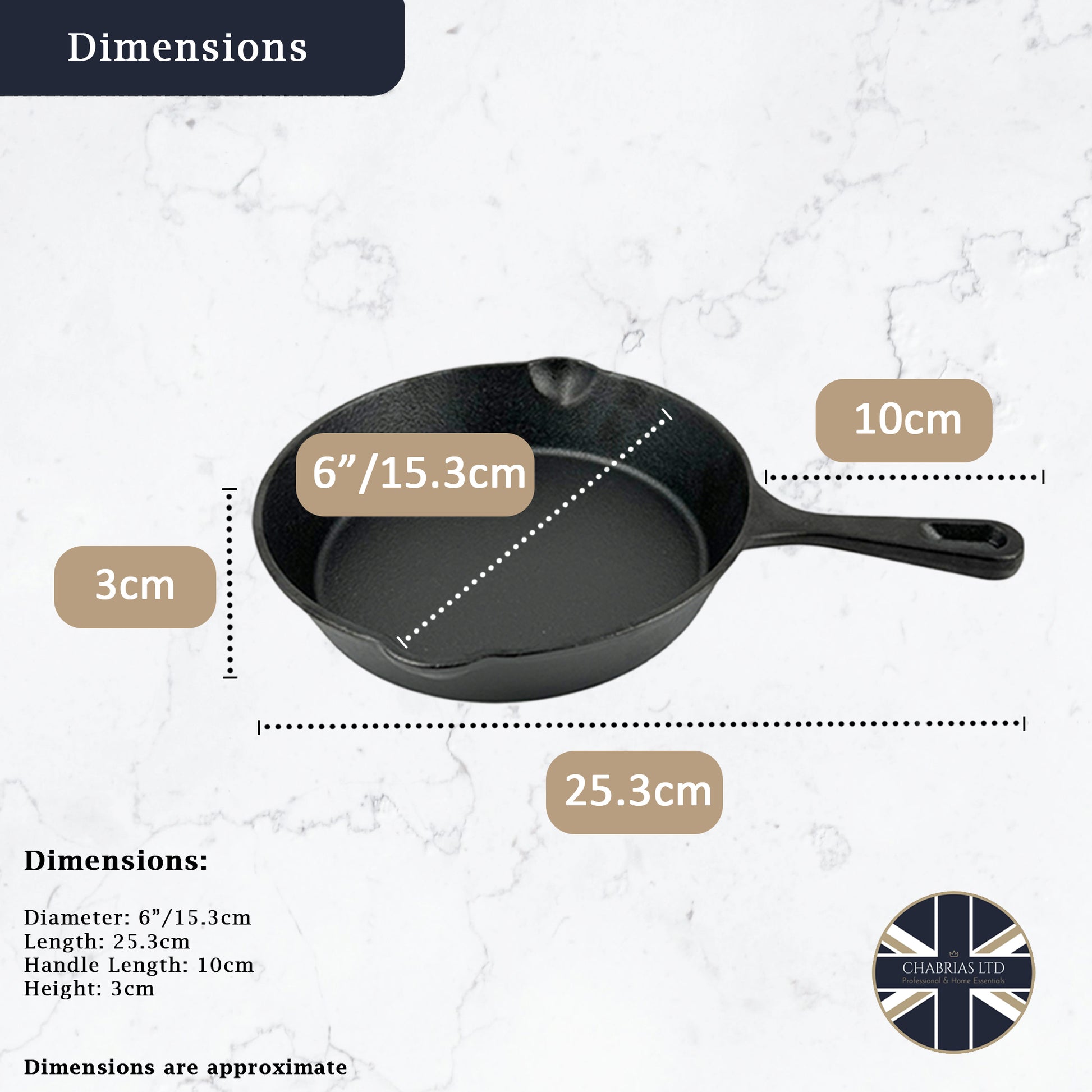 Pro Cast Iron Round Skillet Pan – 16cm - Premium Kitchen from Chabrias Ltd - Just £9.49! Shop now at Chabrias Ltd