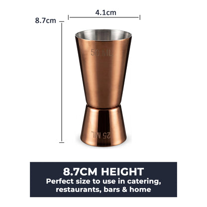 Stainless Steel With Rose Gold Finish,  25/50ml Measure Jigger (1 Piece)