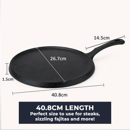 Cast Iron Round Skillet Pan, 23cm