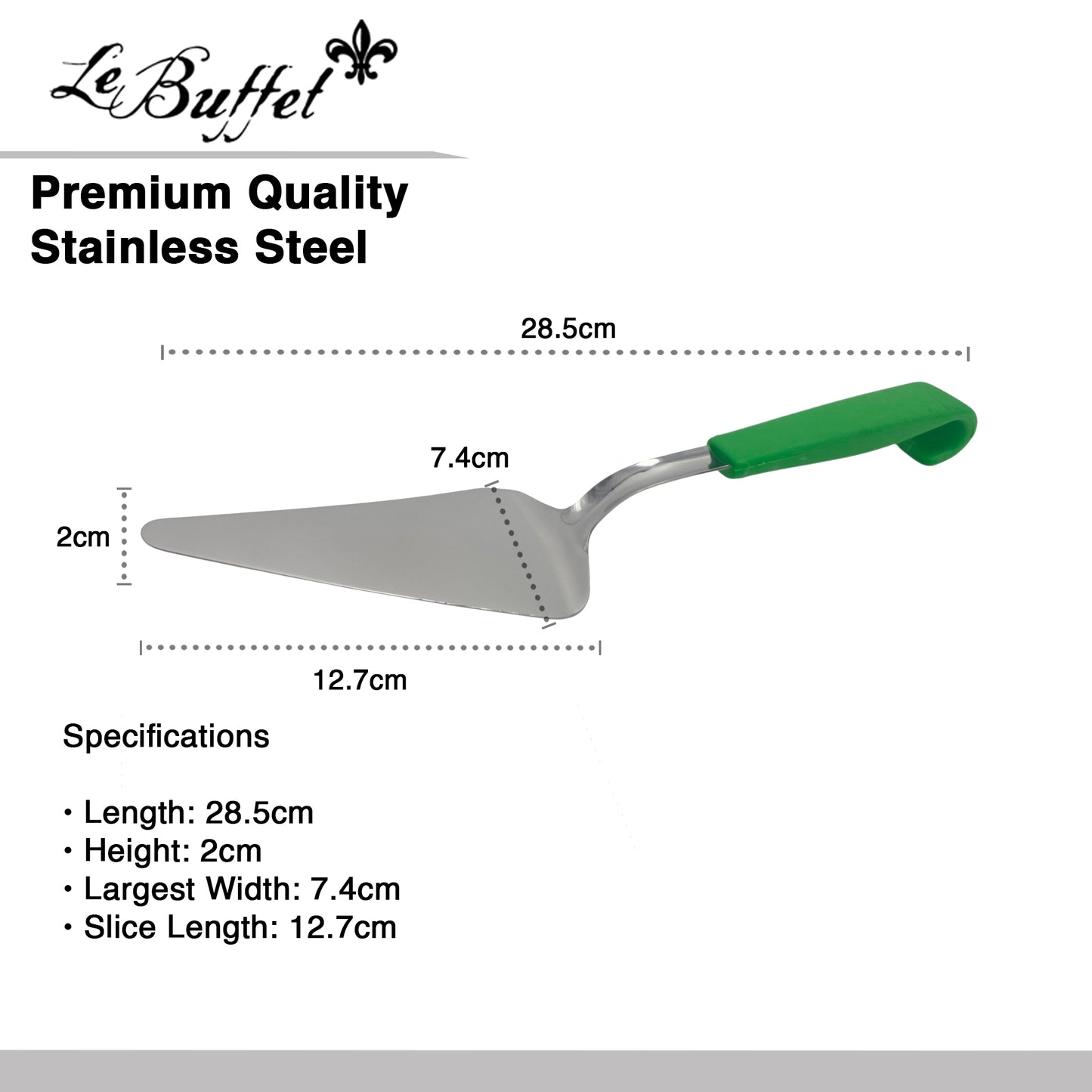 Le Buffet Cake & Pie Server – Stainless Steel with Heat-Resistant Handle (Green) - Premium Kitchen from Chabrias Ltd - Just £7.99! Shop now at Chabrias Ltd