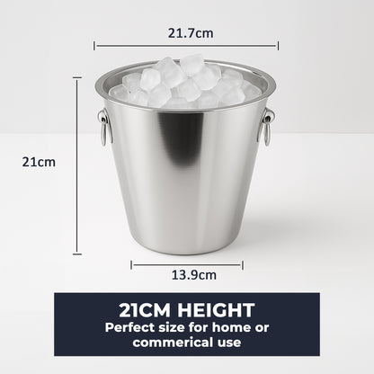 Stainless Steel 5 Litre Ice Bucket - 16 Pack - Sleek Metal Design for Wine, Champagne & Beverages