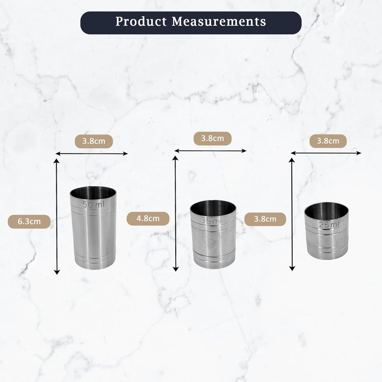 Stainless Steel Thimble Measure 25ml, 35ml, 50ml, Drinks Measure, Government Stamped - Premium Kitchen from Chabrias Ltd - Just £9.99! Shop now at Chabrias Ltd
