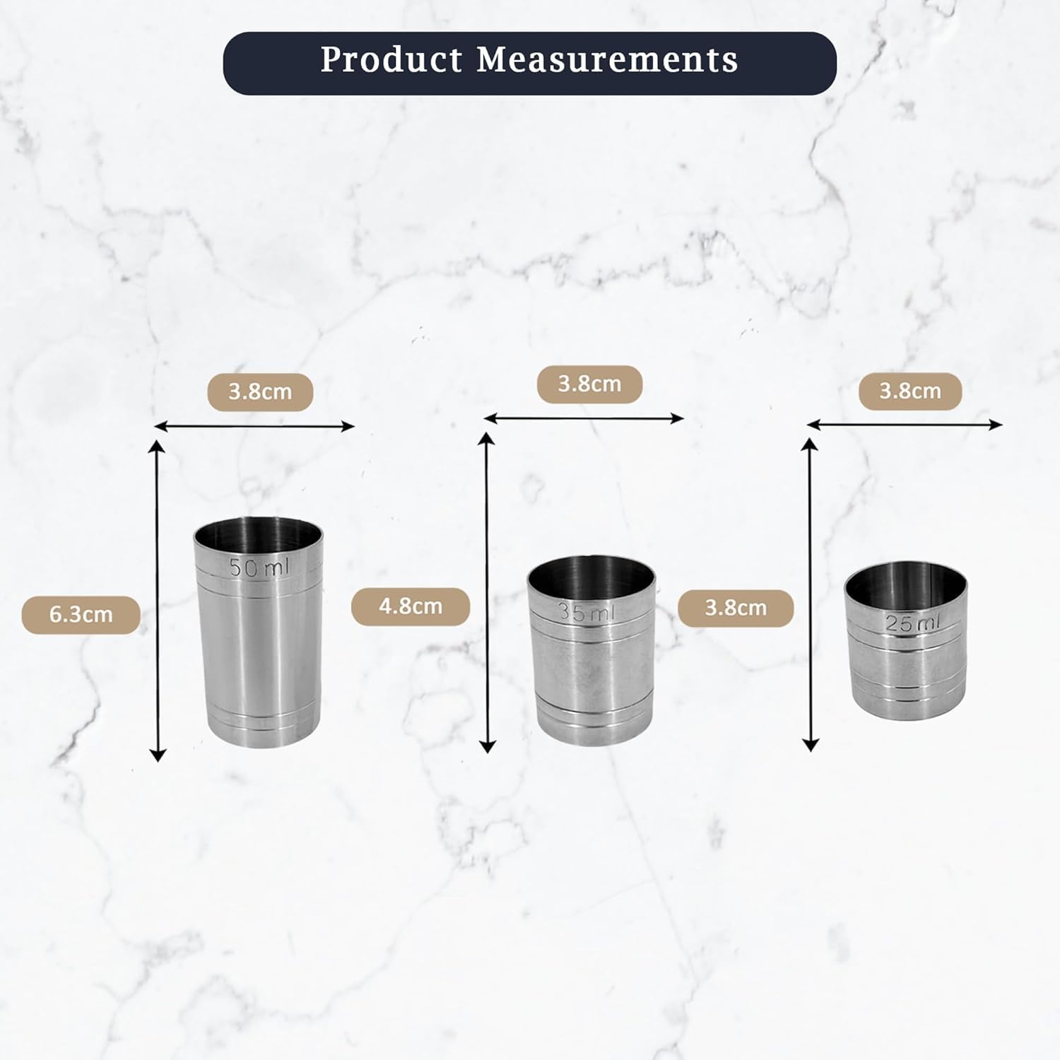 Stainless Steel Thimble Measure 25ml, 35ml, 50ml, Drinks Measure, Government Stamped - Premium Kitchen from Chabrias Ltd - Just £9.99! Shop now at Chabrias Ltd