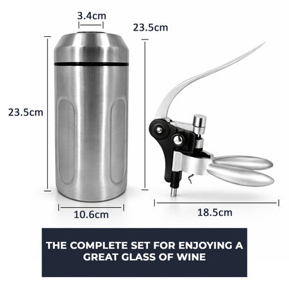 Iceless Wine Cooler & Corkscrew Bottle Opener Set, Stainless Steel Wine & Champagne Chiller