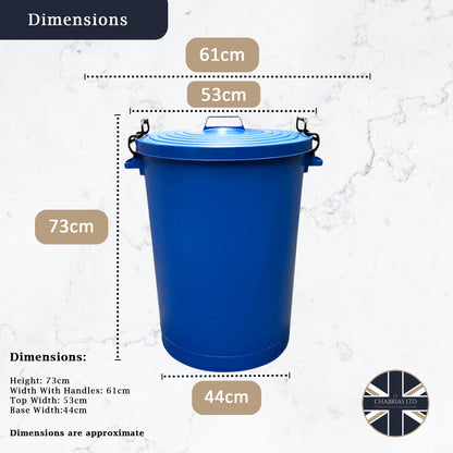 Heavy Duty Plastic Bin, With Locking Clip Lid, Blue, 110L - Premium Bins from Chabrias Ltd - Just £34.99! Shop now at Chabrias Ltd