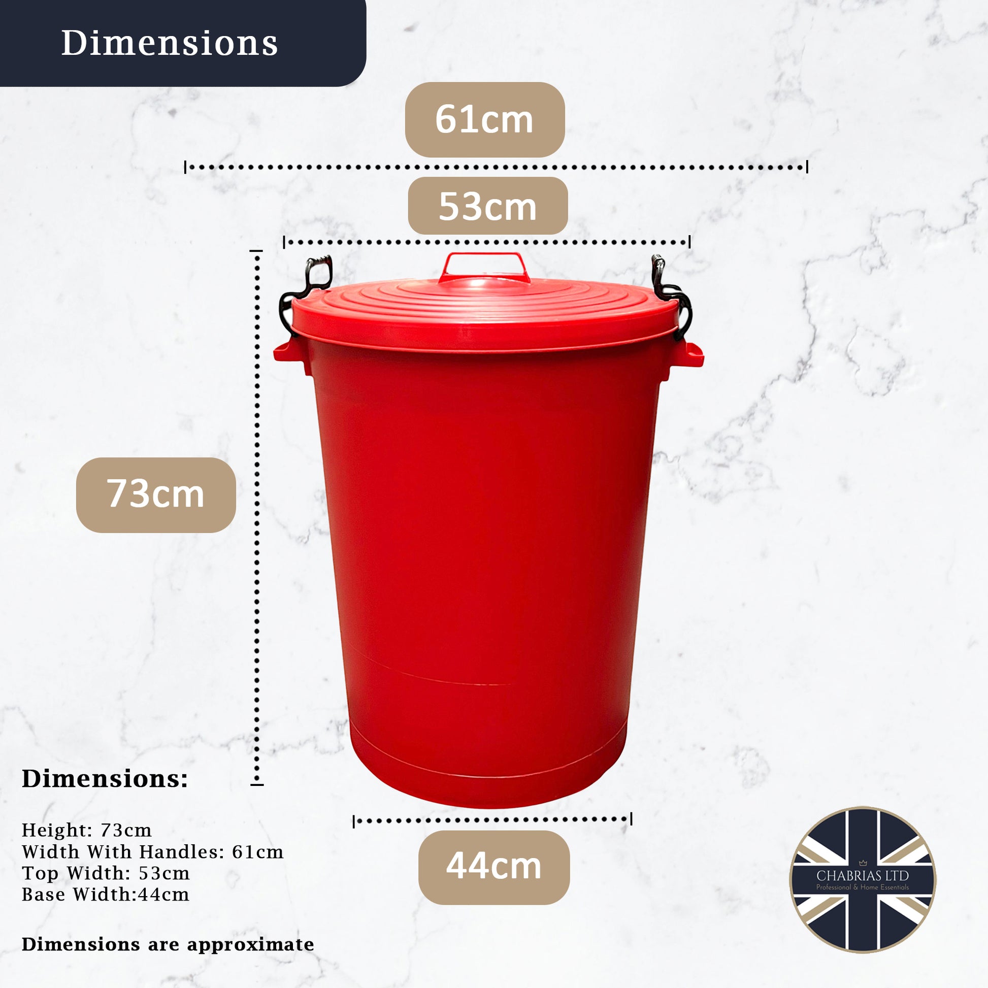 Heavy Duty Plastic Bin, With Locking Clip Lid, Red, 110L - Premium Bins from Chabrias Ltd - Just £34.99! Shop now at Chabrias Ltd