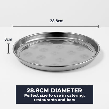 Chabrias Ltd Stainless Steel Round Serving Tray Mirror Finish - Premium Barware from Chabrias Ltd - Just £9.99! Shop now at Chabrias Ltd