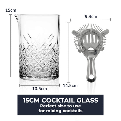 750ml Cocktail Mixing Glass & Stainless Steel Strainer Set Cocktail Accessories