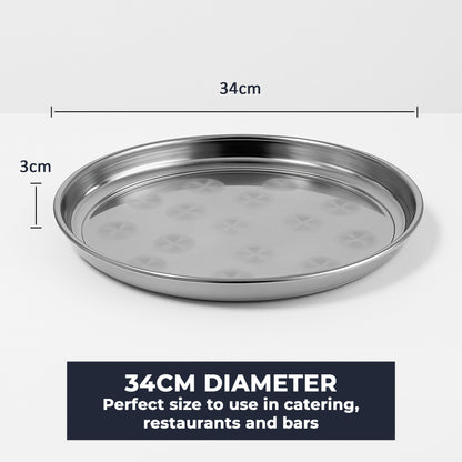 Chabrias Ltd Stainless Steel Round Serving Tray Mirror Finish - Premium Barware from Chabrias Ltd - Just £9.99! Shop now at Chabrias Ltd
