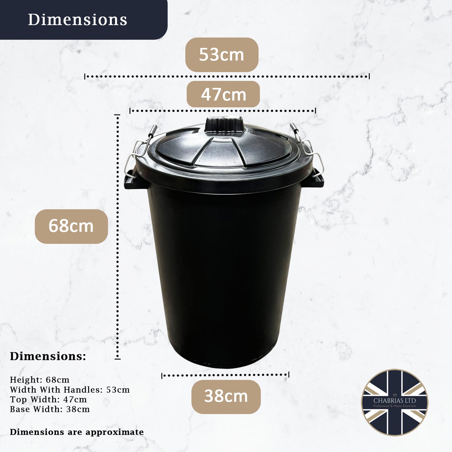 Heavy Duty Plastic Bin, With Locking Clip Lid, Black, 85L - Premium Bins from Chabrias Ltd - Just £29.99! Shop now at Chabrias Ltd