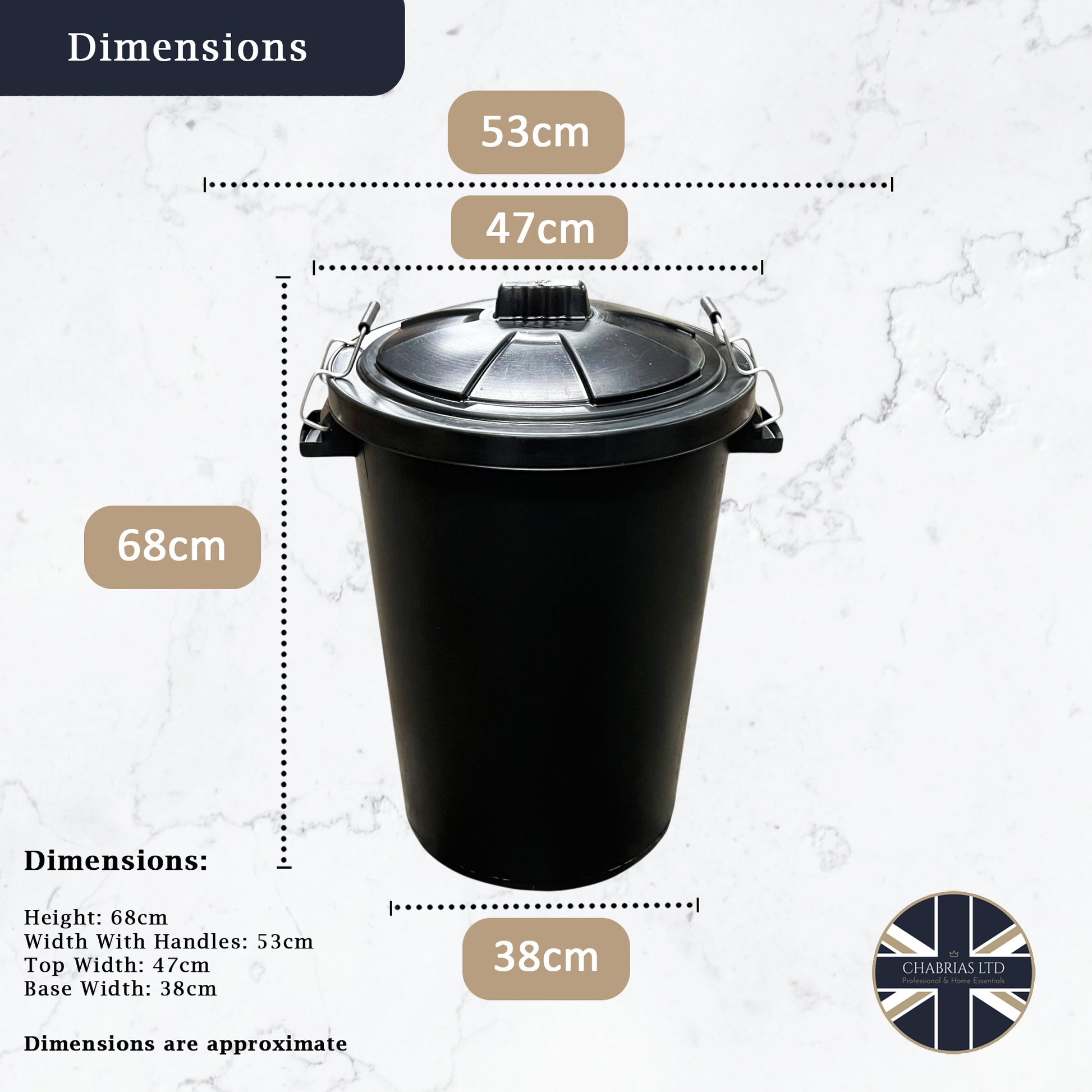 Heavy Duty Plastic Bin, With Locking Clip Lid, Black, 85L - Premium Bins from Chabrias Ltd - Just £29.99! Shop now at Chabrias Ltd