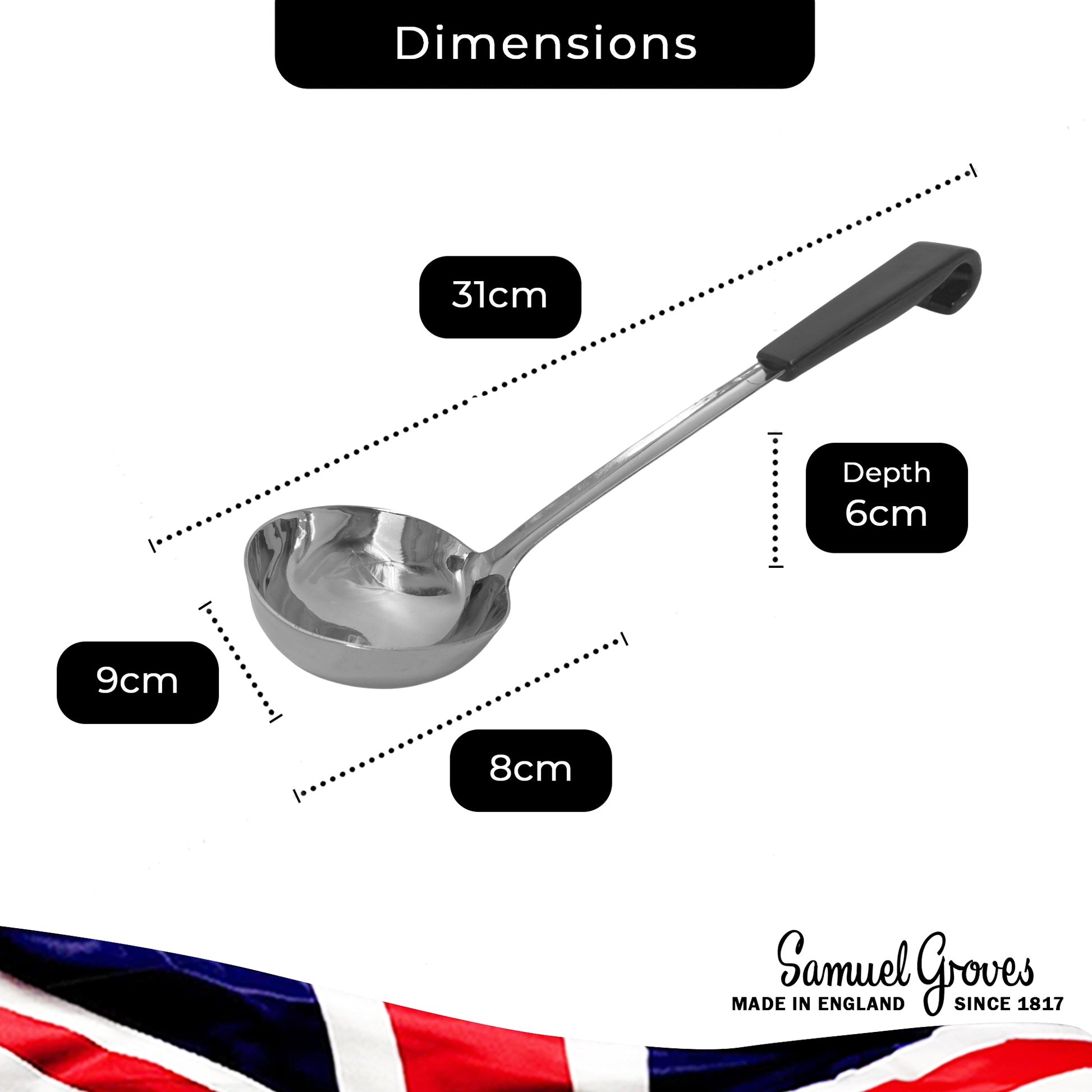 Le Buffet 4oz Soup Ladle – Stainless Steel with Heat-Resistant Handle (Black) - Premium Kitchen from Chabrias Ltd - Just £7.99! Shop now at Chabrias Ltd