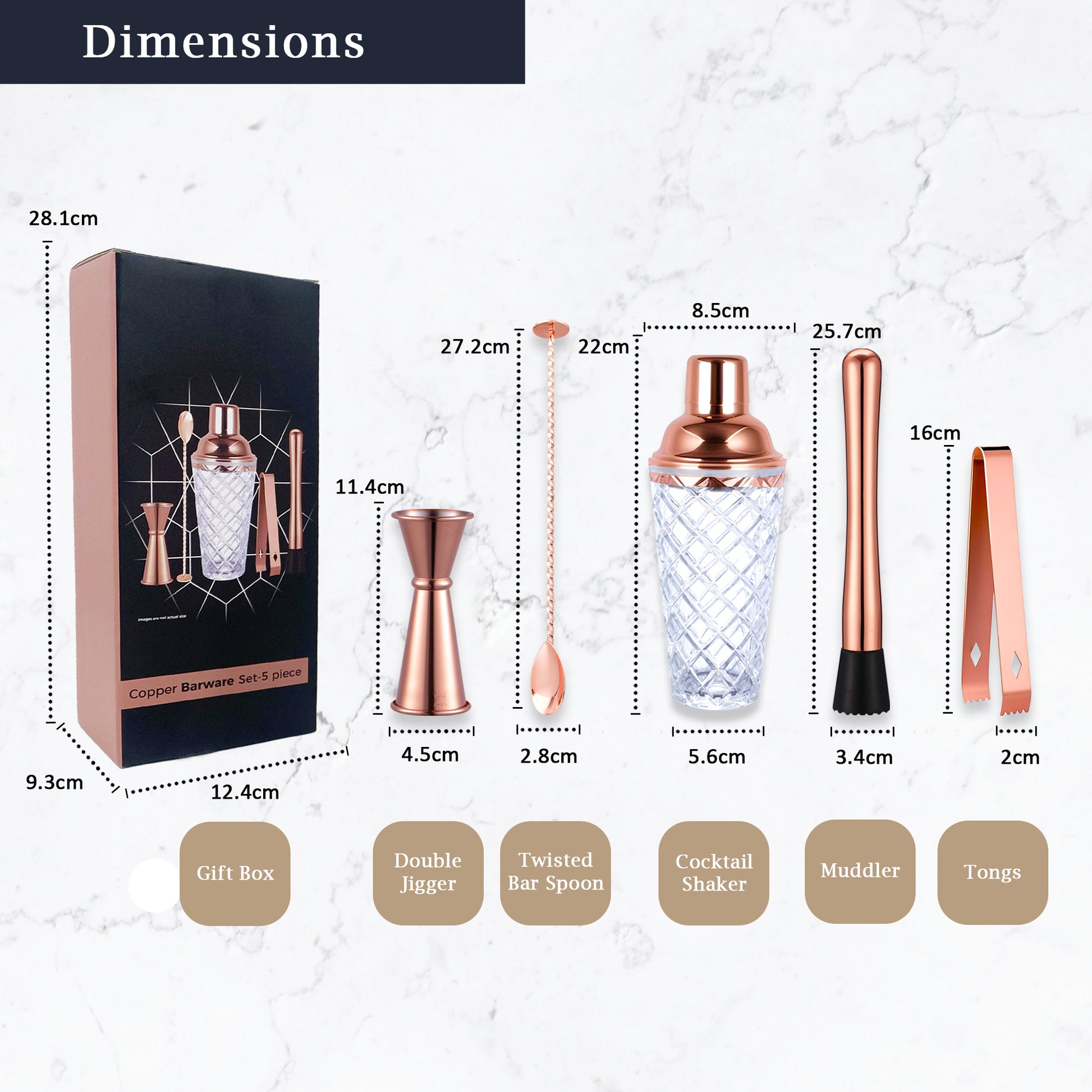 Luxury 5-Piece Copper Cocktail Kit  Bartender Set with Shaker, Jigger, Spoon, Muddler & Gift Box - Premium Bar Accessories from Chabrias Ltd - Just £21.99! Shop now at Chabrias Ltd