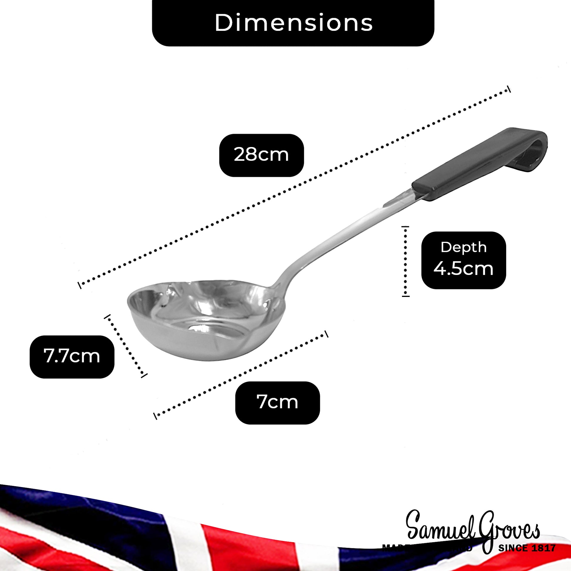 Le Buffet 1.35oz Sauce Ladle & Pouring Spout – Stainless Steel with Heat-Resistant Handle (Black) - Premium Kitchen from Chabrias Ltd - Just £7.99! Shop now at Chabrias Ltd