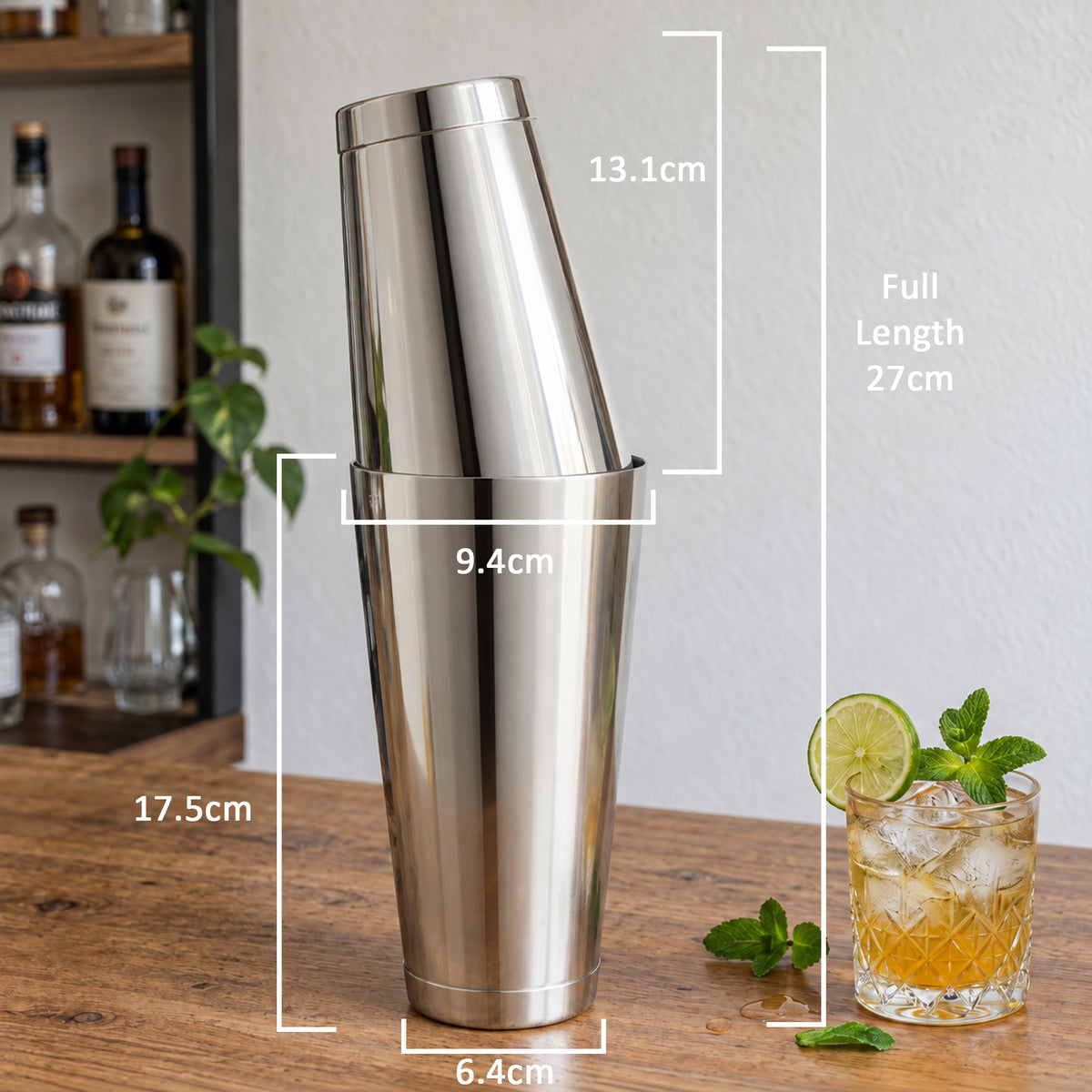 Boston Shaker with Weighted Base – Stainless Steel Professional Cocktail Shaker