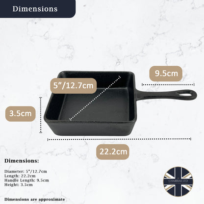 Pro Cast Iron Skillet Square Pan – 14cm x 14cm - Premium Home from Chabrias Ltd - Just £9.99! Shop now at Chabrias Ltd