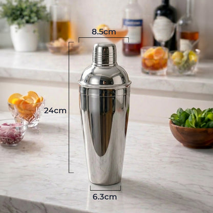 750ml Stainless Steel Cocktail Shaker with Built In Strainer Bar Tool