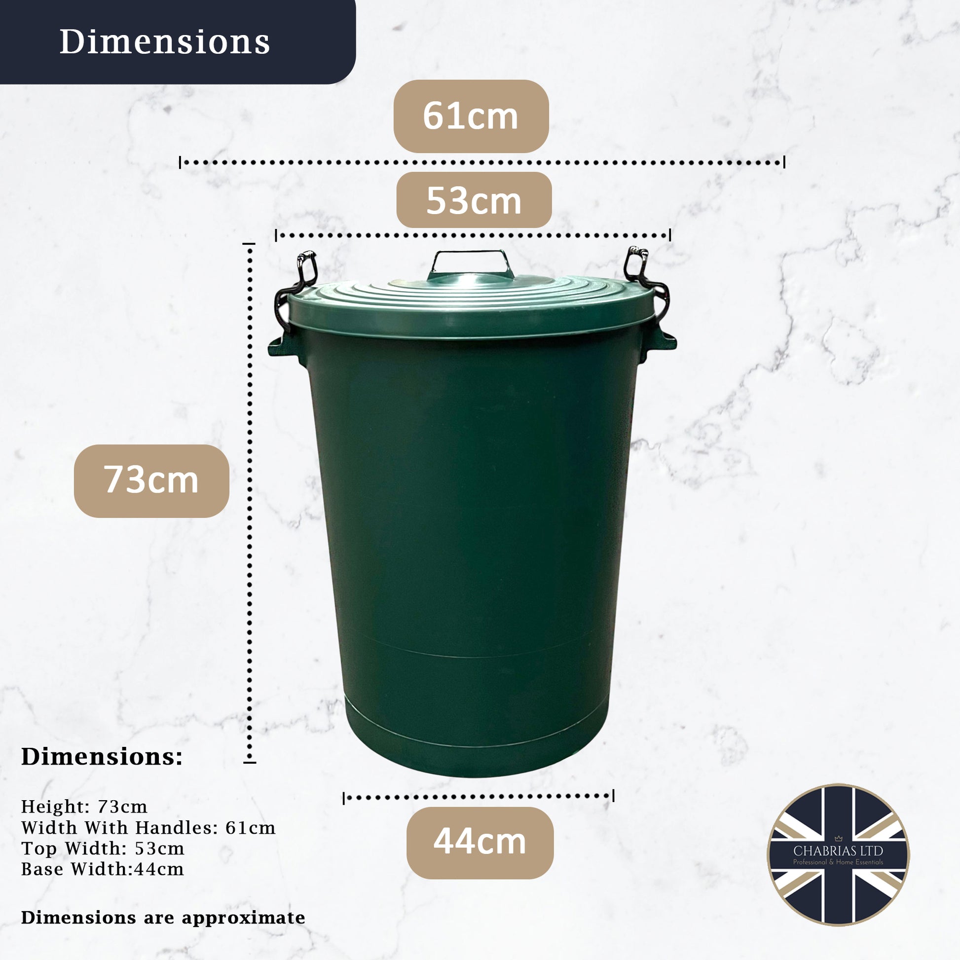 Heavy Duty Plastic Bin, With Locking Clip Lid, Green, 110L - Premium Bins from Chabrias Ltd - Just £34.99! Shop now at Chabrias Ltd