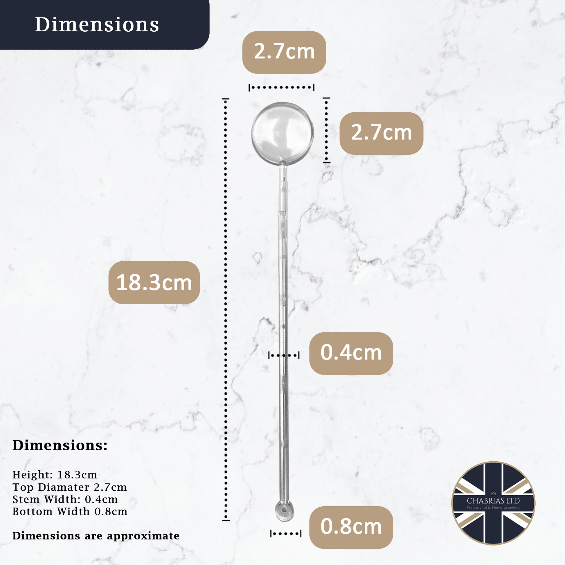 Clear UK Made Reusable Plastic Cocktail Disk Stirrers With Bubble Effect Stem - Premium Quality Stir Sticks for Mixing and Garnishing Drinks - Premium Kitchen from Chabrias Ltd - Just £8.54! Shop now at Chabrias Ltd