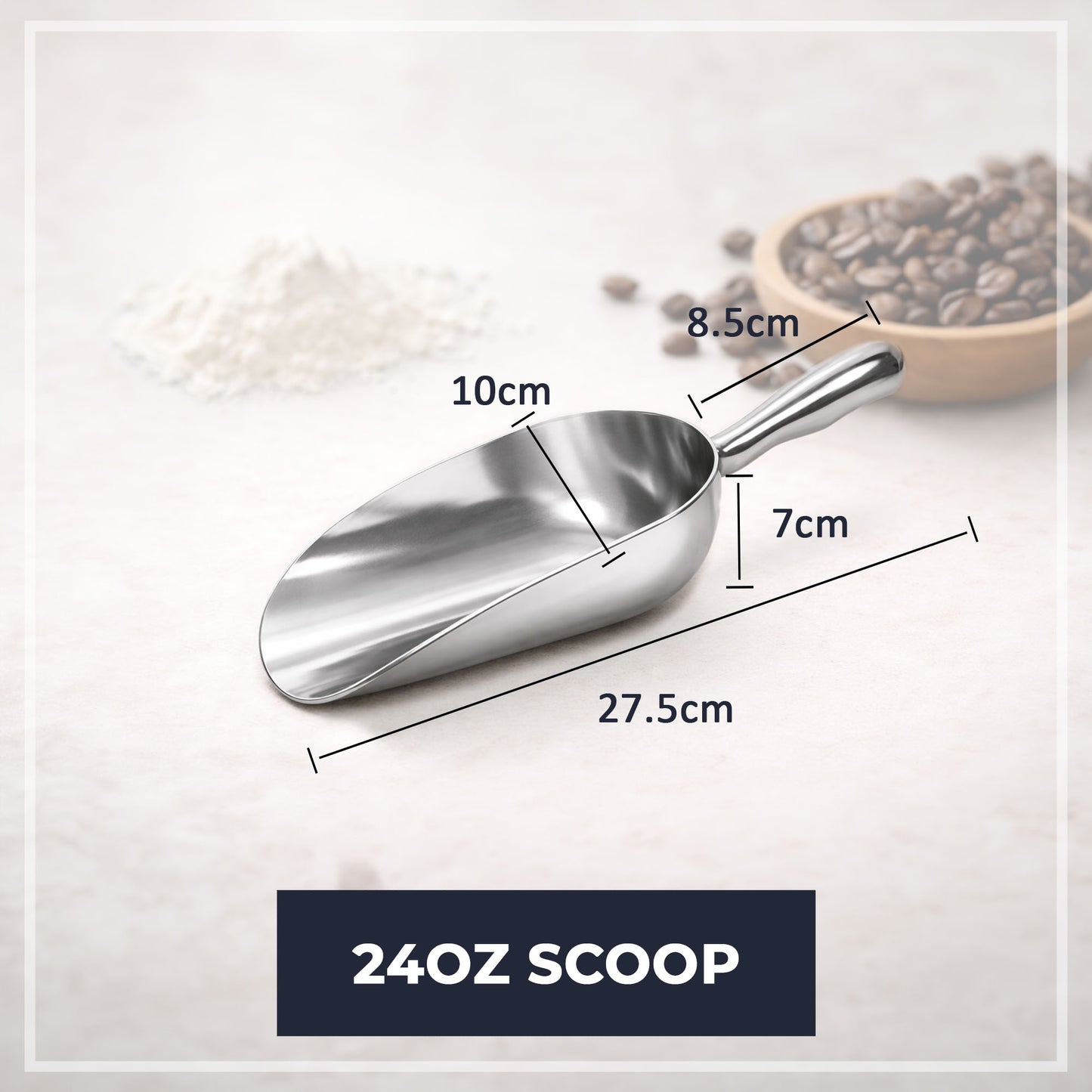 Multipurpose Aluminium Metal Scoops Set for Dry Goods - Sturdy Kitchen Scoops in Different Sizes