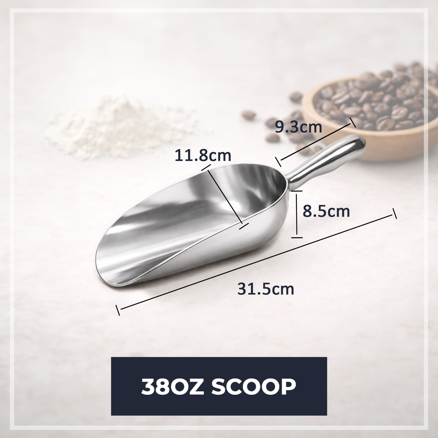 Multipurpose Aluminium Metal Scoops Set for Dry Goods - Sturdy Kitchen Scoops in Different Sizes