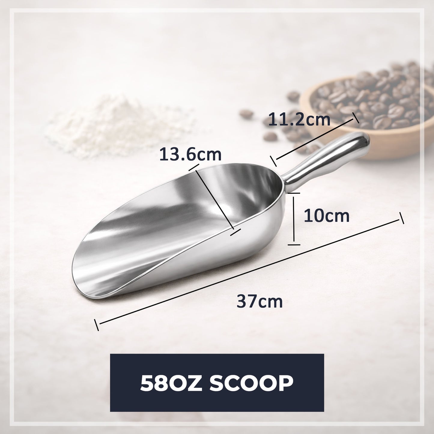 Multipurpose Aluminium Metal Scoops Set for Dry Goods - Sturdy Kitchen Scoops in Different Sizes