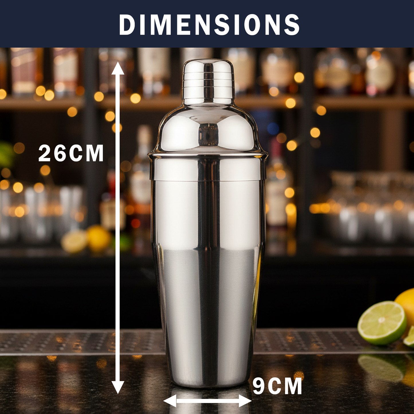 750ml Stainless Steel Cocktail Shaker with Built-in Strainer – Professional 3-Piece Bar TooL - Premium Kitchen from Chabrias Ltd - Just £7.99! Shop now at Chabrias Ltd