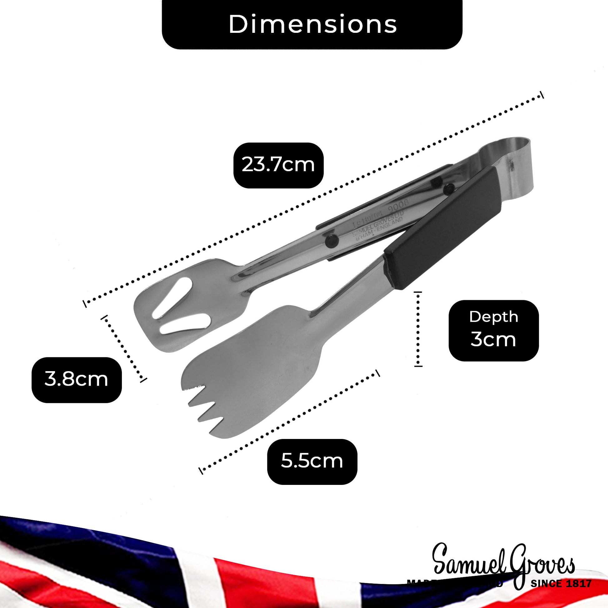 Le Buffet Stainless Steel Serving Tongs – Colour Coded Handles (Black) - Premium Kitchen from Chabrias Ltd - Just £7.99! Shop now at Chabrias Ltd