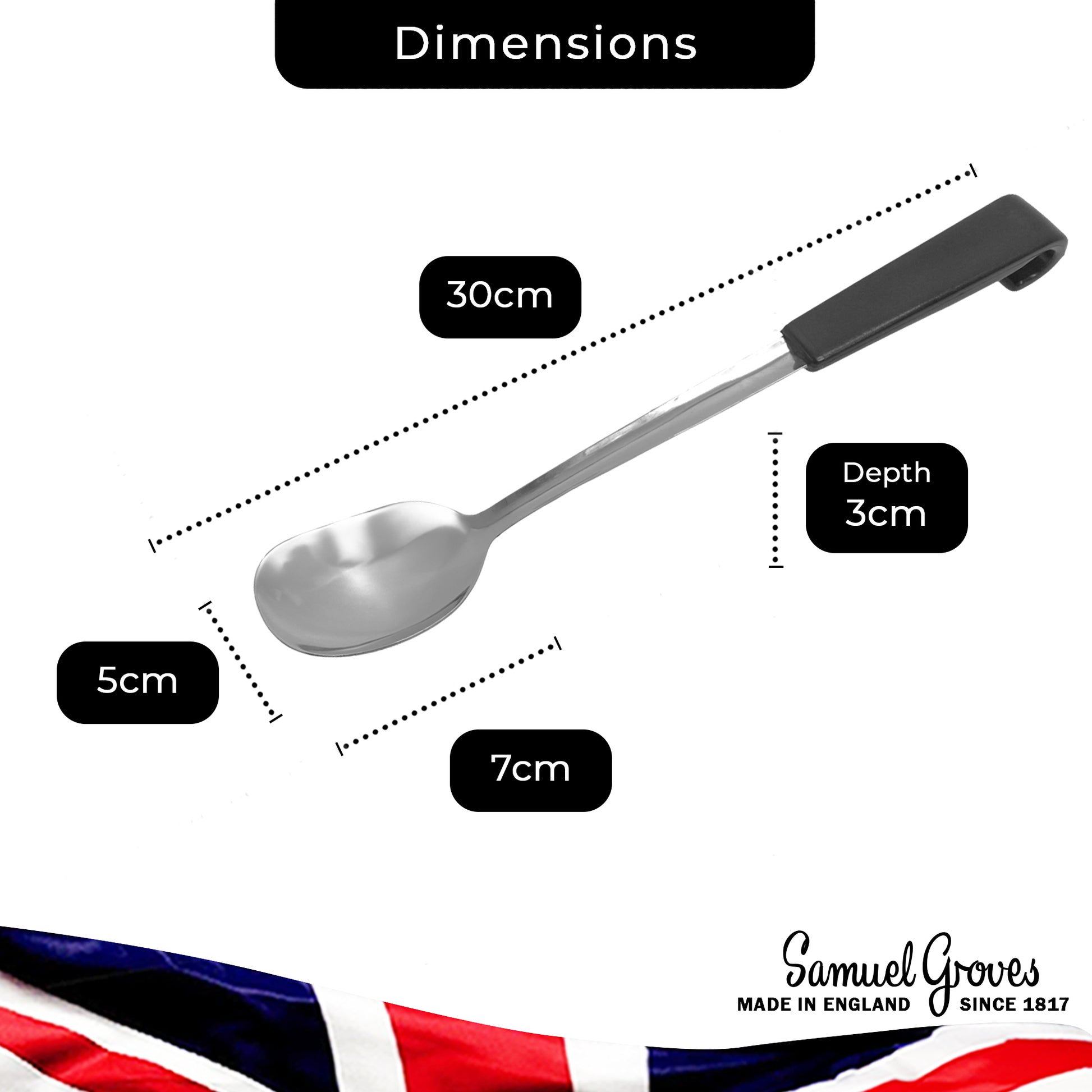 Le Buffet Solid Salad Serving Spoon – Stainless Steel with Heat-Resistant Handle (Black) - Premium Kitchen from Chabrias Ltd - Just £7.99! Shop now at Chabrias Ltd