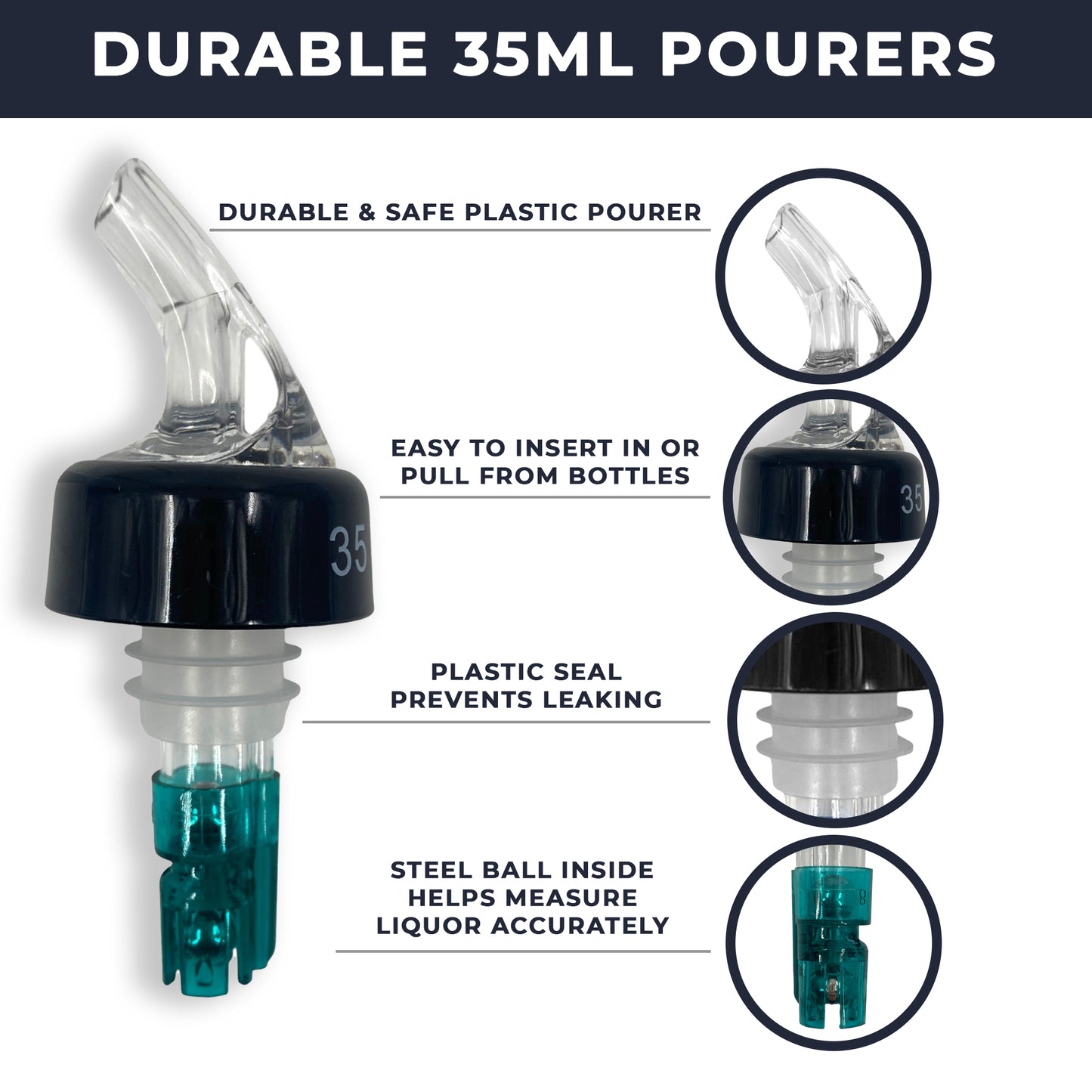 35ml Clear Measured Liquor Bottle Pourers UK Made 12 Pack