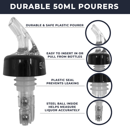 35ml Clear Measured Liquor Bottle Pourers UK Made 6 Pack