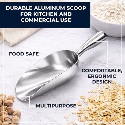 Multipurpose Aluminium Metal Scoops Set for Dry Goods - Sturdy Kitchen Scoops in Different Sizes