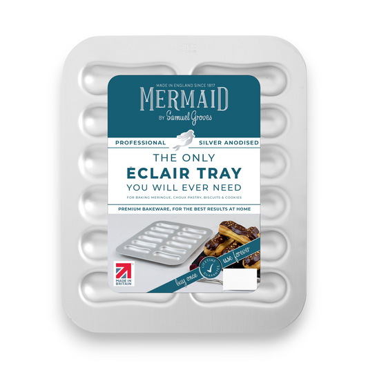 Silver Anodised Eclair Tin – 12 Hole – Made in England - Premium Kitchen from Mermaid - Just £24.99! Shop now at Chabrias Ltd
