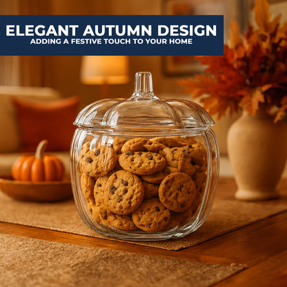 2L Clear Glass Pumpkin Jar with Lid  Halloween Sweet & Biscuit Jar