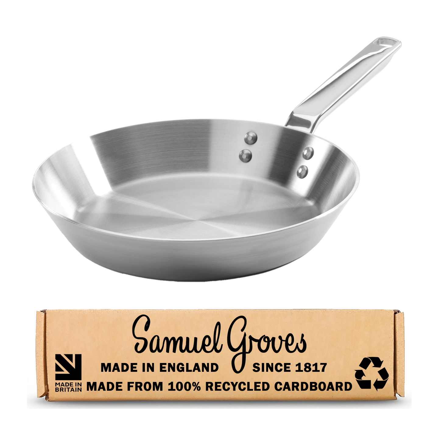 Samuel Groves Stainless Steel Frying Pan 26cm Professional-Grade Cookware for Home & Kitchen