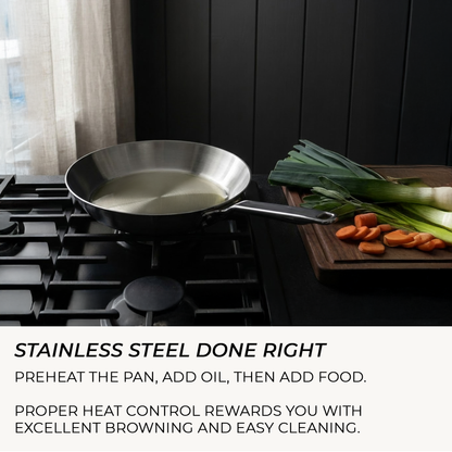 Samuel Groves Stainless Steel Frying Pan 26cm Professional-Grade Cookware for Home & Kitchen