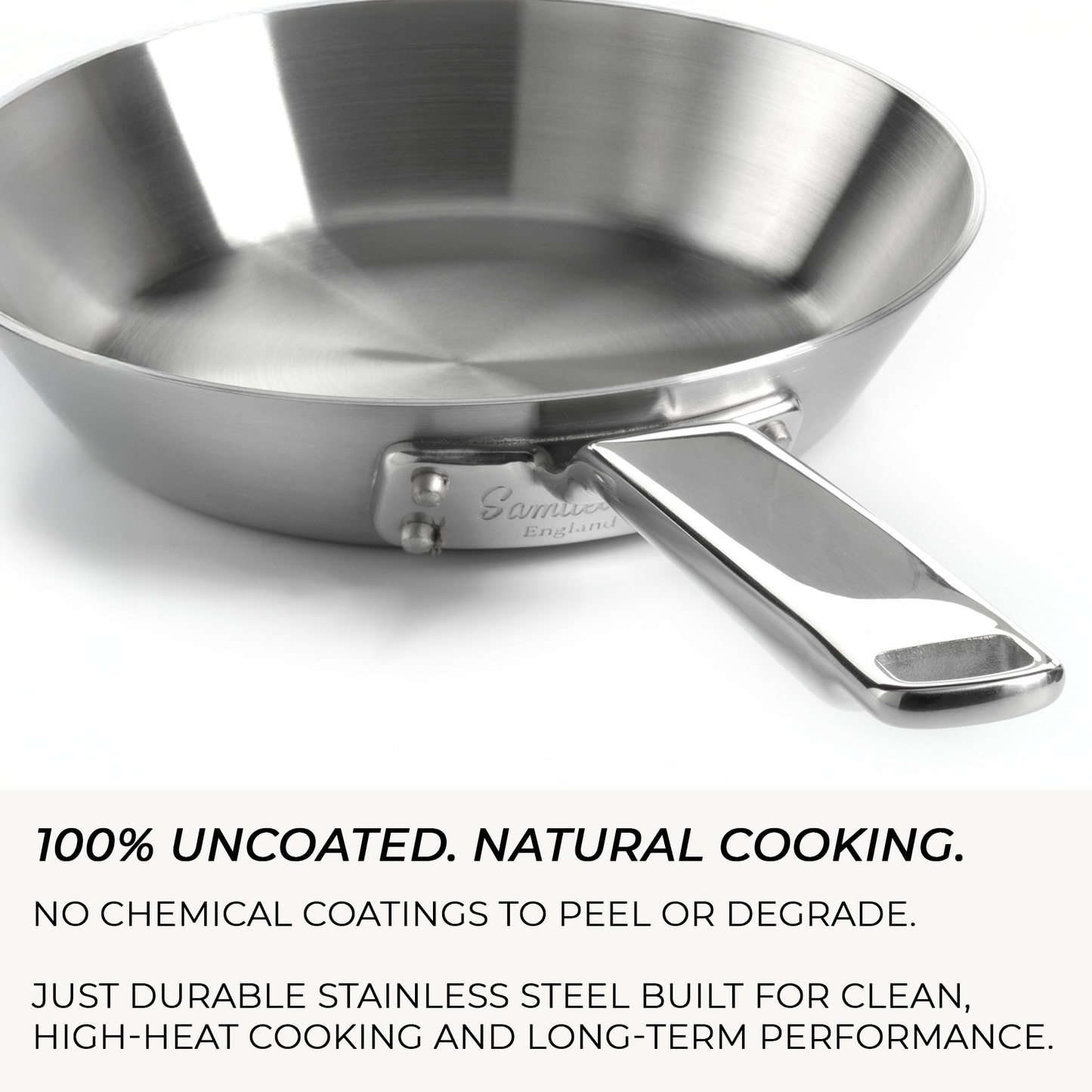 Samuel Groves Stainless Steel Frying Pan 26cm Professional-Grade Cookware for Home & Kitchen