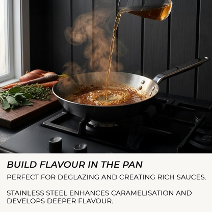 Samuel Groves Stainless Steel Frying Pan 26cm Professional-Grade Cookware for Home & Kitchen