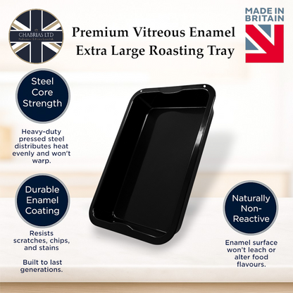 Vitreous Enamel Roasting Tray, Extra Large, 43cm - Premium Kitchen from Chabrias Ltd - Just £15.99! Shop now at Chabrias Ltd
