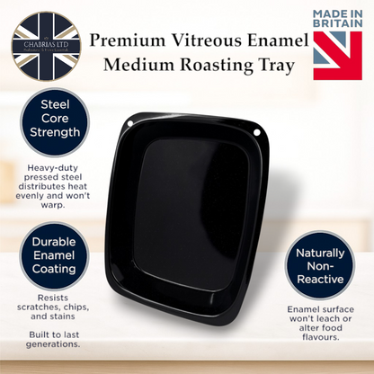 Vitreous Enamel Roasting Tray, Medium, 33cm - Premium Kitchen from Chabrias Ltd - Just £11.99! Shop now at Chabrias Ltd