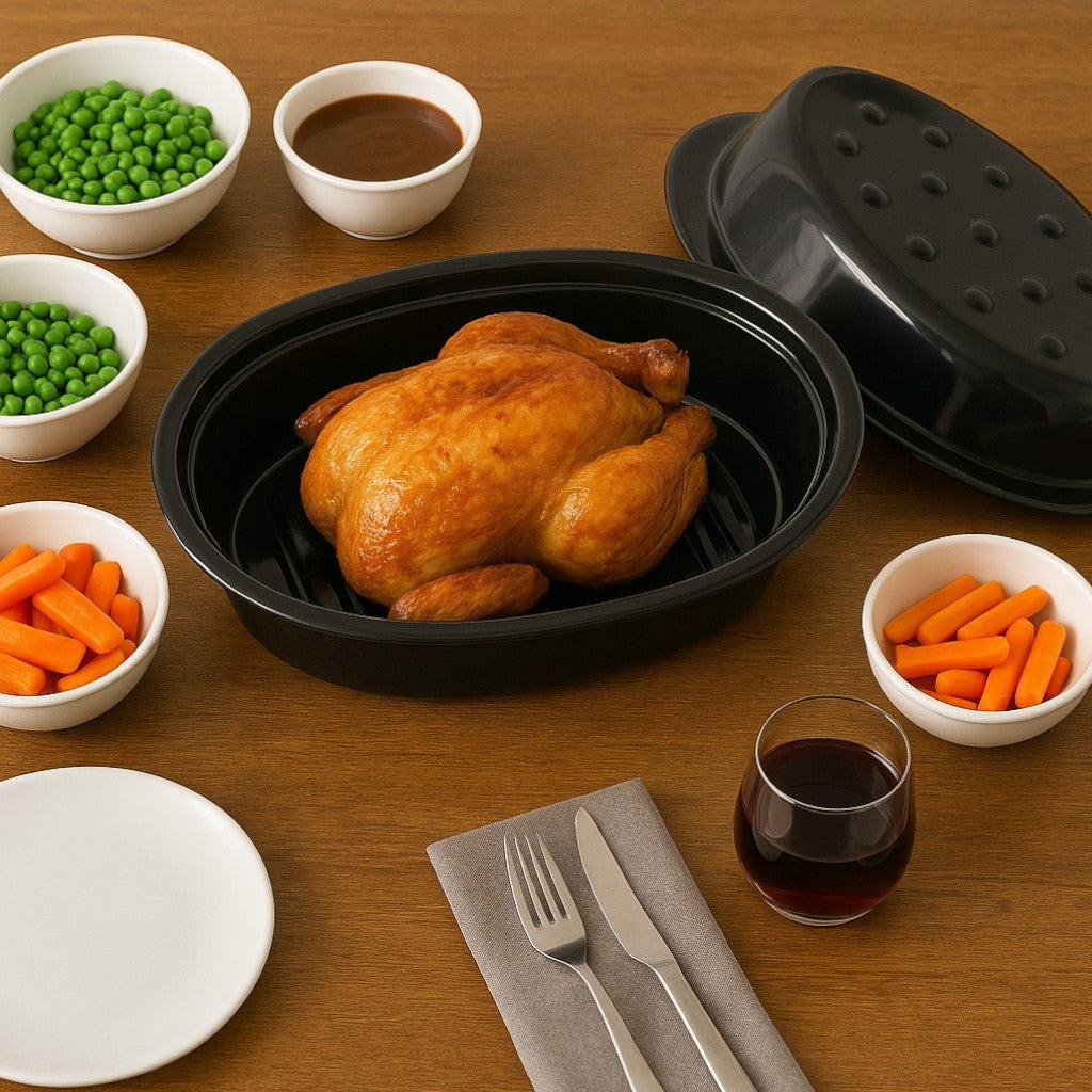 32.5cm Vitreous Enamel Roasting Tray With Lid – Oval – Great British Bakeware - Premium Kitchen from Chabrias Ltd - Just £23.99! Shop now at Chabrias Ltd