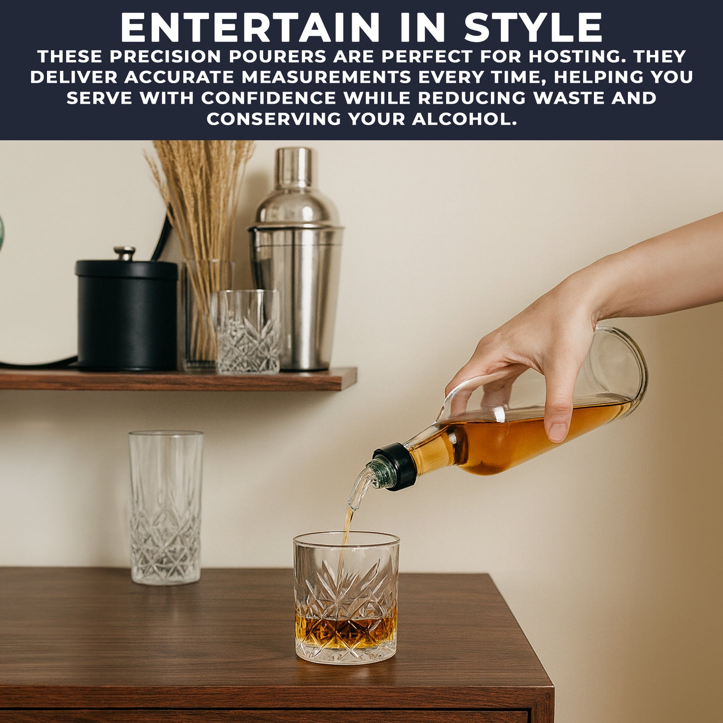 35ml Clear Measured Liquor Bottle Pourers UK Made 6 Pack