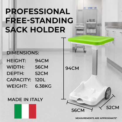 Hands-Free Food Waste Sack Holder Bin with Pedal for Healthcare Facilities