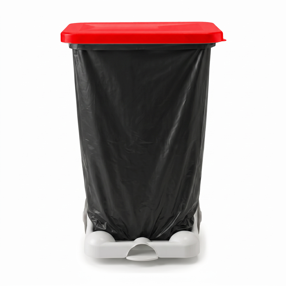 Commercial waste-separation bin with hands-free foot pedal