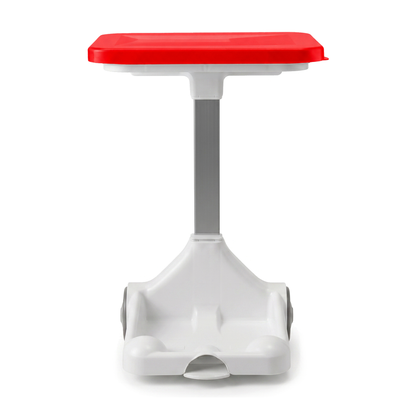 Red wheeled recycling sack holder for offices and workplaces