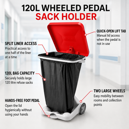 Hands-Free Other Recyclables Sack Holder Bin with Pedal for Healthcare Facilities
