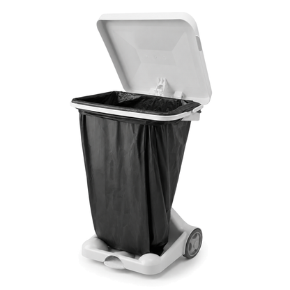 Solo white Non-Recyclables waste bin with foot-operated lid