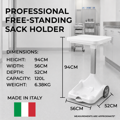 Hands-Free General Waste Sack Holder Bin with Pedal for Healthcare Facilities