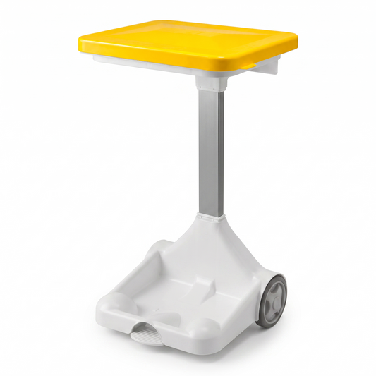 Hands-Free Clinical Waste Bin Sack Holder with Pedal, Wheels & Yellow Lid