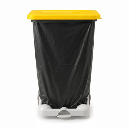 Hands-Free Clinical Waste Bin Sack Holder with Pedal, Wheels & Yellow Lid